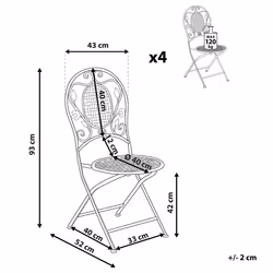 Set of 4 Garden Chairs BIVIO Folding Metal Off-White