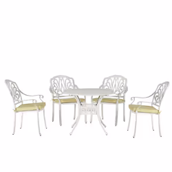 Garden Dining Set 4 Seater ANCONA with Cushions Metal Off-White
