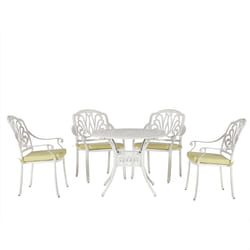 Garden Dining Set 4 Seater ANCONA with Cushions Metal Off-White