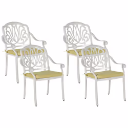 Set of 4 Garden Chairs with Cushions ANCONA Metal Off-White