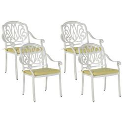 Set of 4 Garden Chairs with Cushions ANCONA Metal Off-White