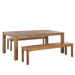 Garden Dining Set with Benches 6 Seater MONSANO Eucalyptus Wood Brown