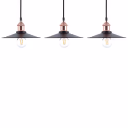 Set of 3 Metal Pendant Lamps Black SWIFT Small
