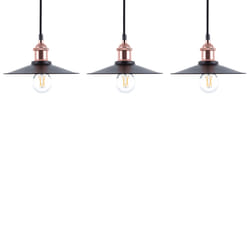 Set of 3 Metal Pendant Lamps Black SWIFT Small