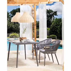 Set of 2 Garden Chairs with Cushions MILETO Metal Grey