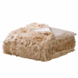 Faux Fur Bedspread 200 x 220 cm Light Brown DELICE