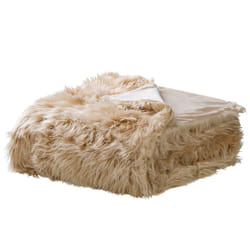 Faux Fur Bedspread 200 x 220 cm Light Brown DELICE