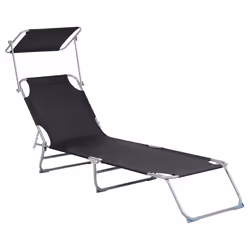 Sun Lounger FOLIGNO II Reclining Metal Black