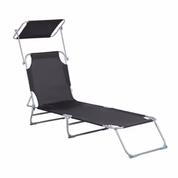 Sun Lounger FOLIGNO II Reclining Metal Black