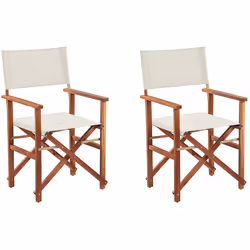 Set of 2 Garden Chairs CINE Acacia Wood Off-White