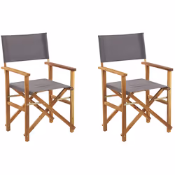 Set of 2 Garden Chairs CINE Acacia Wood Grey