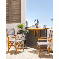 Set of 2 Garden Chairs CINE Acacia Wood Grey