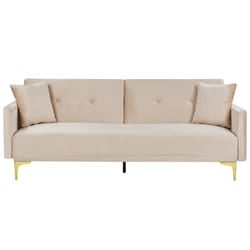 Sofa Bed LUCAN Velvet Beige 3 Seater