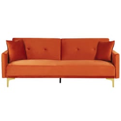 Sofa Bed LUCAN Velvet Orange 3 Seater