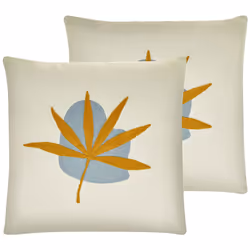 Set of 2 Decorative Cushions DAVALLIA 45 x 45 cm Beige Plant Pattern