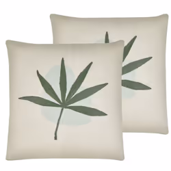 Set of 2 Embroidered Cushions Leaf Motif 45 x 45 cm Green DAVALLIA