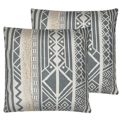 Set of 2 Cushions Geometric Pattern 45 x 45 cm Grey LAURUS