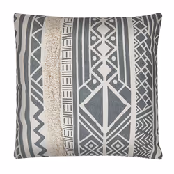 Set of 2 Cushions Geometric Pattern 45 x 45 cm Grey LAURUS