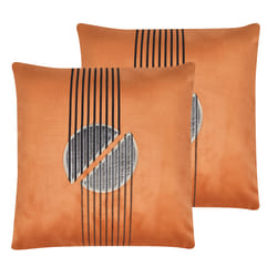 Set of 2 Cushions CEROPEGIA Velvet 45 x 45 cm Orange Geometric Pattern