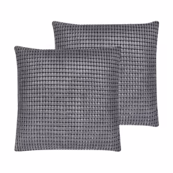 Set of 2 Velvet Cushions Geometric Pattern 45 x 45 cm Grey ASPIDISTRA