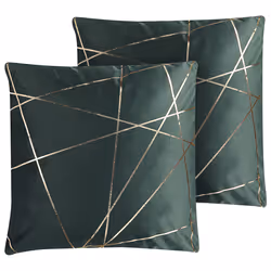 Set of 2 Decorative Cushions PINUS Velvet 45 x 45 cm Dark Green Geometric Pattern