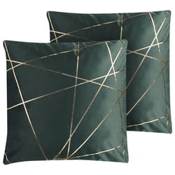 Set of 2 Decorative Cushions PINUS Velvet 45 x 45 cm Dark Green Geometric Pattern