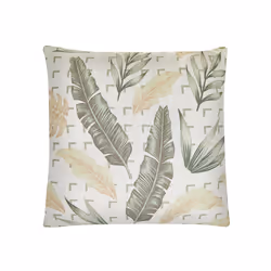 Set of 2 Cushions Leaf Pattern 45 x 45 cm Green and Beige RHAPIS
