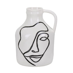 Flower Vase AGRINION Stoneware 19 cm White