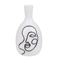 Flower Vase AKRAI Stoneware 23 cm White
