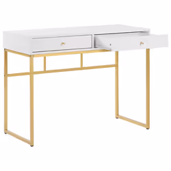 Console Table Home Office Desk DAPHNE White/ Gold 100 cm 48 cm with Storage - Additional view 4