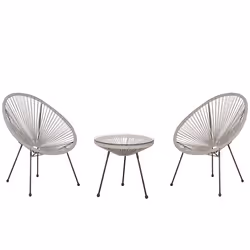 Bistro Set ACAPULCO II PE Rattan Light Grey