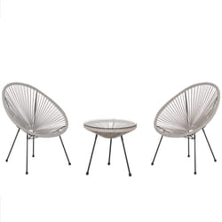 Bistro Set ACAPULCO II PE Rattan Light Grey
