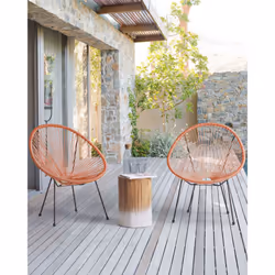 Set of 2 Garden Chairs ACAPULCO II PE Rattan Orange