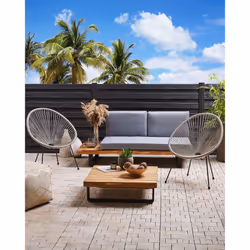 Set of 2 Garden Chairs ACAPULCO II PE Rattan Light Grey