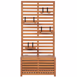 Garden Bench with Wall Panel MATINO Acacia Wood 80 cm 40 cm Brown