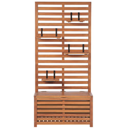 Garden Bench with Wall Panel MATINO Acacia Wood 80 cm 40 cm Brown