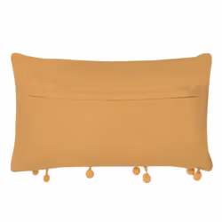 Set of 2 Viscose Cushions with Pompoms 30 x 50 cm Yellow AYROOR