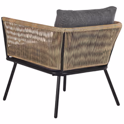 Bistro Set with Cushions GARGANO PE Rattan Light Brown