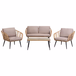 Garden Lounge Set with Table 4 Seater CORINTH II PE Rattan Natural