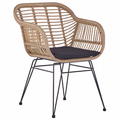 Bistro Set with Cushions TROPEA II PE Rattan Natural