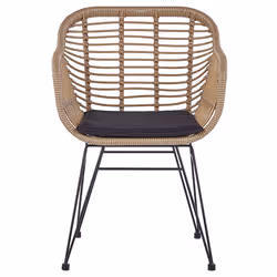 Bistro Set with Cushions TROPEA II PE Rattan Natural - Additional view 4