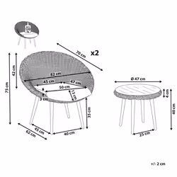 Bistro Set with Cushions ORTIGIA PE Rattan Light Beige Beige