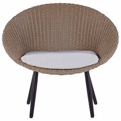 Bistro Set with Cushions ORTIGIA PE Rattan Light Beige Beige