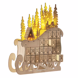 LED Decoration Figurine Sleigh Advent Calendar Light Wood IMPALA