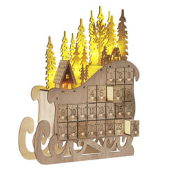 LED Decoration Figurine Sleigh Advent Calendar Light Wood IMPALA