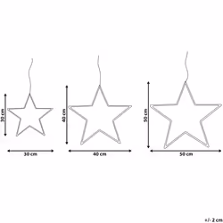 Set of 3 Hanging Decorations Star KUNNARI Metal 50/40/30 cm Silver
