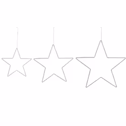 Set of 3 Hanging Decorations Star KUNNARI Metal 50/40/30 cm Silver
