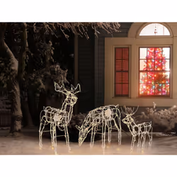 Set of 3 Outdoor LED Decorations Animated Reindeer 76 cm White MIKKELI