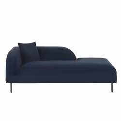 Left Hand Chaise Lounge LE CRAU Velvet Dark Blue