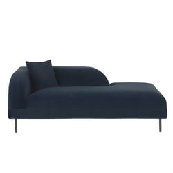 Left Hand Chaise Lounge LE CRAU Velvet Dark Blue